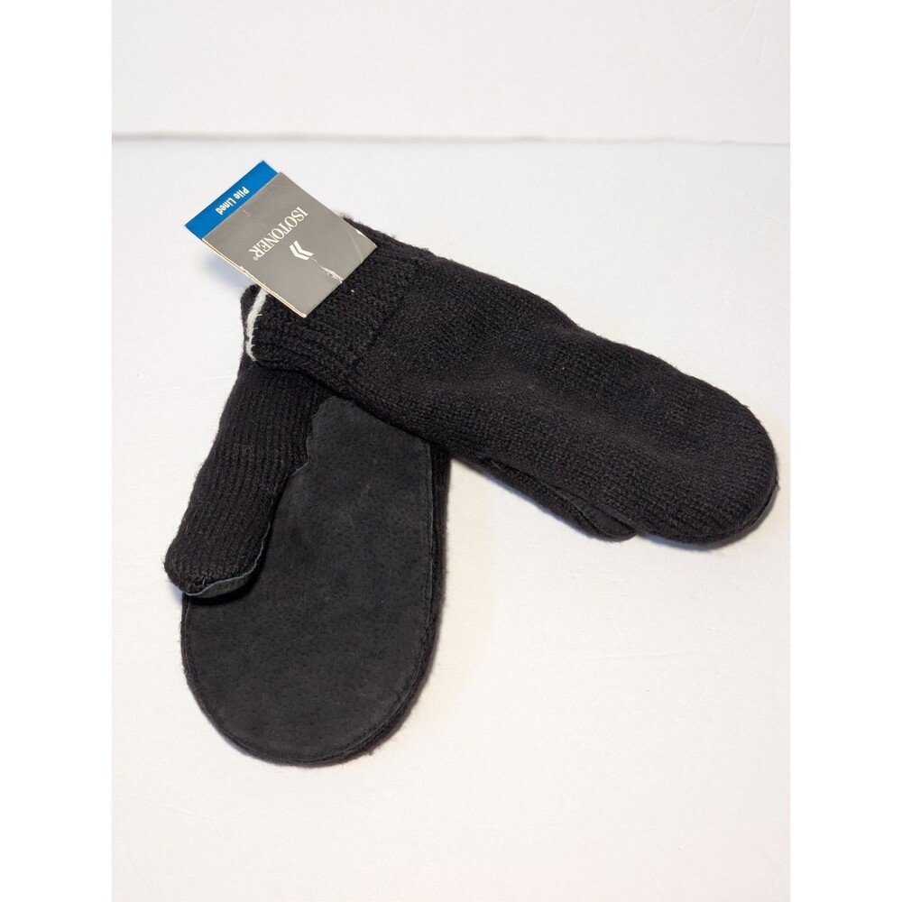 Isotoner Women's Pile Lined Black Mittens One Size, New With Tags